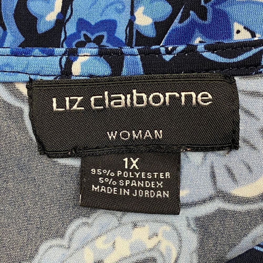 LIZ Claiborne Blue Paisley Sleeveless Blouse 1x - Picture 9 of 10
